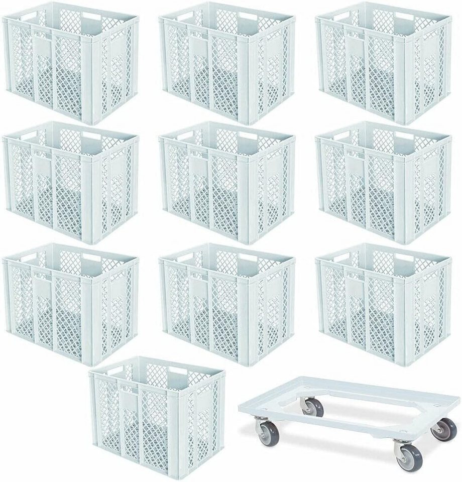 BRB-Lagertechnik Stapelbox 10x Eurobehälter/Bäckerkiste, LxBxH 600x400x410 mm + Transportroller, Stoßfest, robust und formstabil BRB-Lagertechnik Stapelbox 10x Eurobehälter/Bäckerkiste, LxBxH 600x400x410 mm + Transportroller, Stoßfest, robust und formstabil von BRB-Lagertechnik