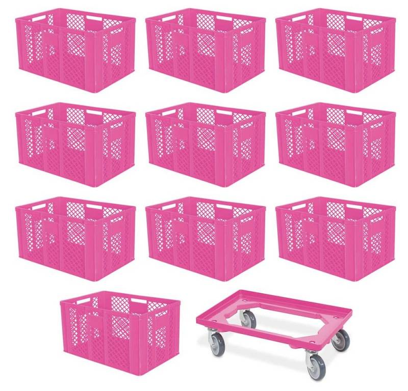 BRB-Lagertechnik Stapelbox 10x Eurobehälter/Bäckerkiste, LxBxH 600x400x410 mm + Transportroller, Stoßfest, robust und formstabil BRB-Lagertechnik Stapelbox 10x Eurobehälter/Bäckerkiste, LxBxH 600x400x410 mm + Transportroller, Stoßfest, robust und formstabil von BRB-Lagertechnik