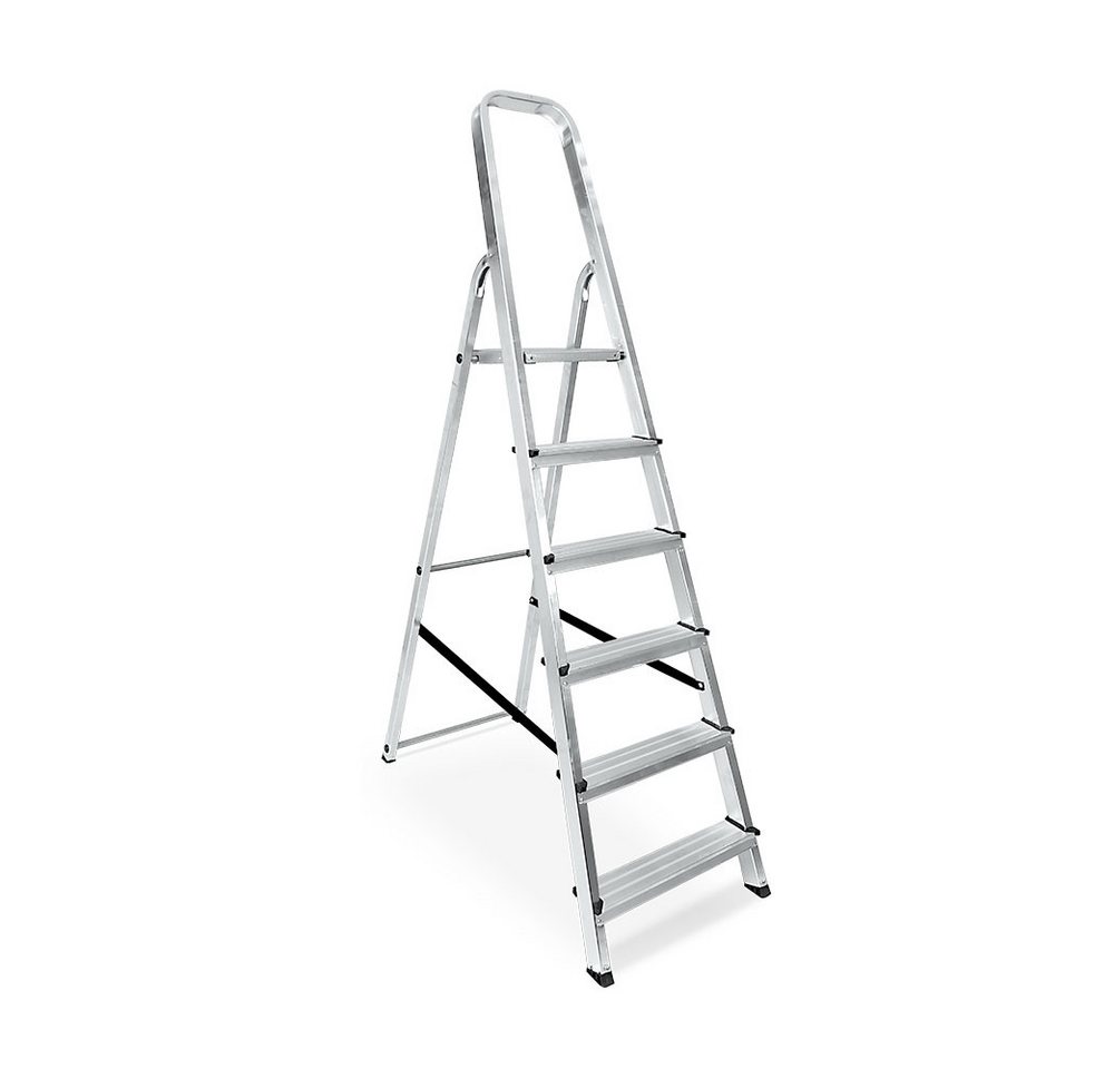 BRB-Lagertechnik Stehleiter Alu-Bügelleiter mit 5 Stufen, Plattform-Höhe 1210 mm, Sicherer, stabiler Stand durch breite, rutschfeste Stufen BRB-Lagertechnik Stehleiter Alu-Bügelleiter mit 5 Stufen, Plattform-Höhe 1210 mm, Sicherer, stabiler Stand durch breite, rutschfeste Stufen von BRB-Lagertechnik