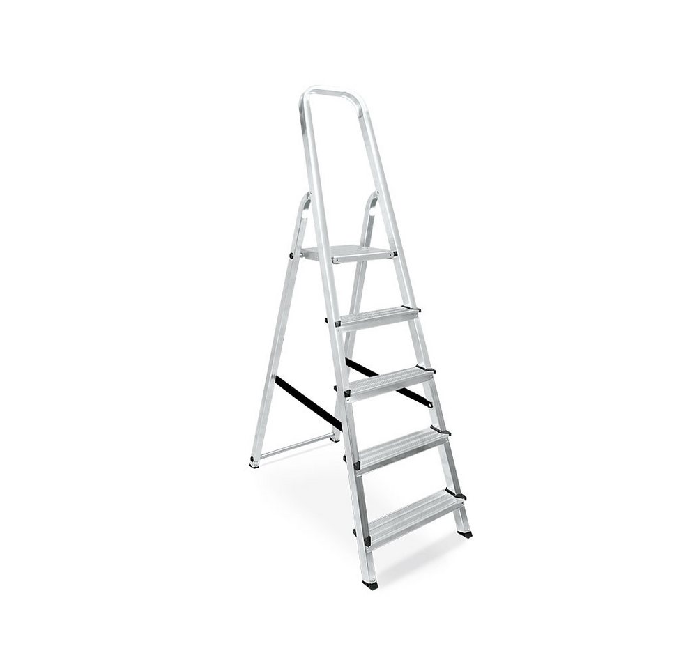 BRB-Lagertechnik Stehleiter Alu-Bügelleiter mit 5 Stufen, Plattform-Höhe 995 mm, Sicherer, stabiler Stand durch breite, rutschfeste Stufen BRB-Lagertechnik Stehleiter Alu-Bügelleiter mit 5 Stufen, Plattform-Höhe 995 mm, Sicherer, stabiler Stand durch breite, rutschfeste Stufen von BRB-Lagertechnik