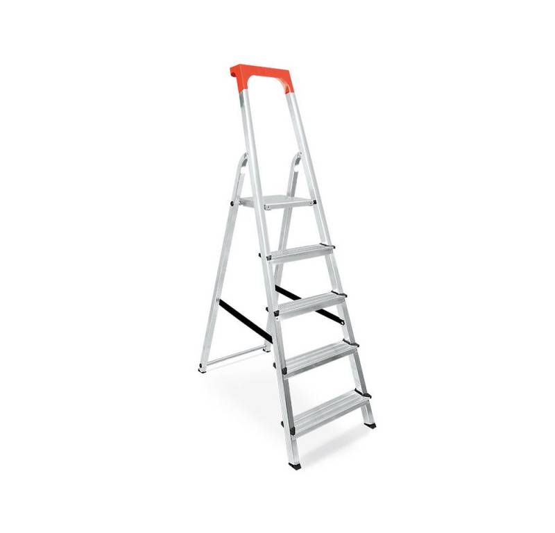 BRB-Lagertechnik Stehleiter Alu-Stufenleiter mit 5 Stufen, erreichbare Arbeitshöhe 2995 mm, Stufenleiter aus Alu BRB-Lagertechnik Stehleiter Alu-Stufenleiter mit 5 Stufen, erreichbare Arbeitshöhe 2995 mm, Stufenleiter aus Alu von BRB-Lagertechnik