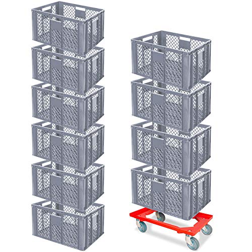 BRB 10er Spar-Set Euro-Stapelbehälter Plus Transportroller, 600x400x320 mm Industriequalität lebensmittelecht grau BRB 10er Spar-Set Euro-Stapelbehälter Plus Transportroller, 600x400x320 mm Industriequalität lebensmittelecht grau von BRB