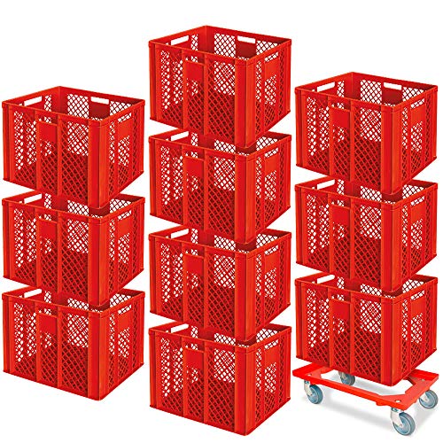 BRB 10er Spar-Set Euro-Stapelbehälter Plus Transportroller, 600x400x410 mm Industriequalität lebensmittelecht rot BRB 10er Spar-Set Euro-Stapelbehälter Plus Transportroller, 600x400x410 mm Industriequalität lebensmittelecht rot von BRB