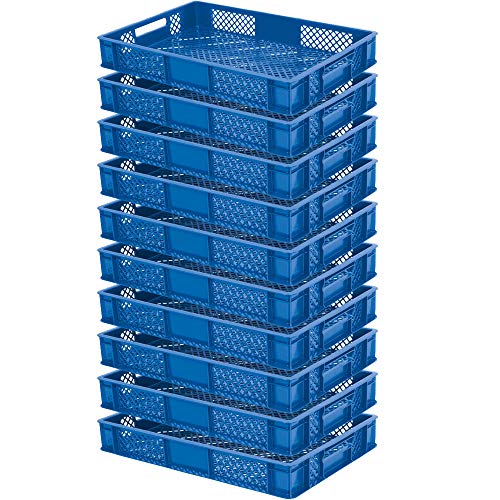 10x Eurobehälter/Stapelbehälter, LxBxH 600x400x90 mm, Inhalt 15 Liter, blau von BRB