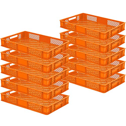 10x Eurobehälter/Stapelbehälter, LxBxH 600x400x90 mm, Inhalt 15 Liter, orange von BRB
