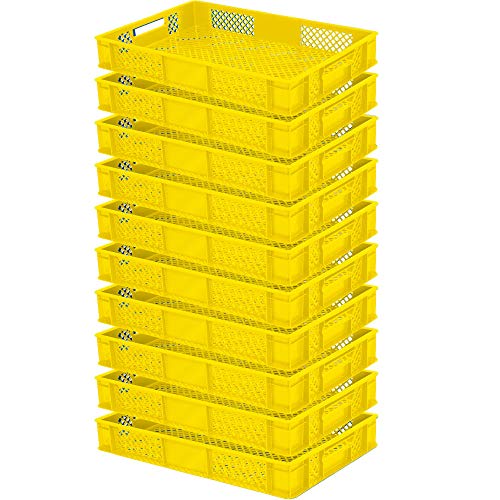 10x Eurobehälter durchbrochen/Stapelkorb, lebensmittelecht, Industriequalität, LxBxH 600x400x90 mm, gelb von BRB