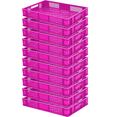 10x Stapelkorb/Eurobehälter durchbrochen, LxBxH 600x400x90 mm, pink, lebensmittelecht von BRB