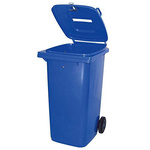 120 Liter DIN Mülltonne mit Papiereinwurf u. Dreikantschloss, blau, BxTxH 480x550x930 mm von BRB