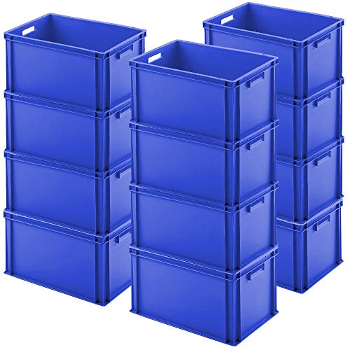 12x Euro-Stapelbehälter, LxBxH 600x400x320 mm, blau, PP, lebensmittelecht von BRB