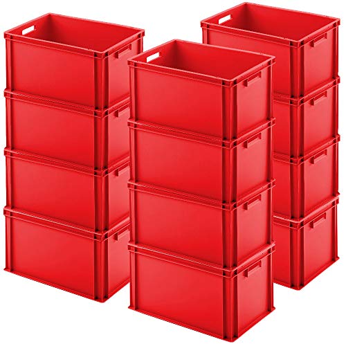 12x Euro-Stapelbehälter, LxBxH 600x400x320 mm, rot, PP, lebensmittelecht von BRB