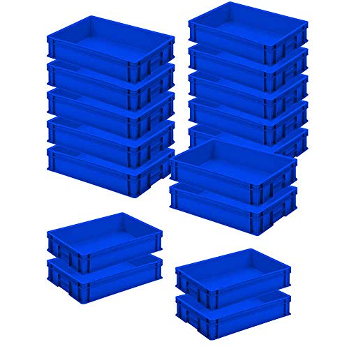 16x Eurobehälter LxBxH 600x400x120 mm aus Polypropylen (PP), Inhalt 24 Liter, lebensmittelecht, Farbe blau von BRB