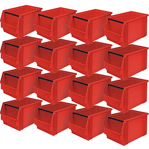 16x Sichtbox"CLASSIC“ FB 3 mit Tragstab, LxBxH 350/300x200x200 mm, Inhalt 12 Liter, rot von BRB