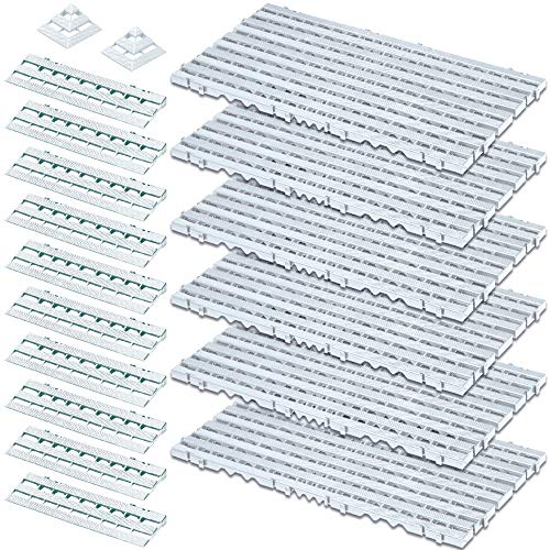 18-teiliges Set, 2,3 m² Bodenrost, weiß, aus strapazierfähigem, lebensmittelechten PE-HD Kunststoff von BRB