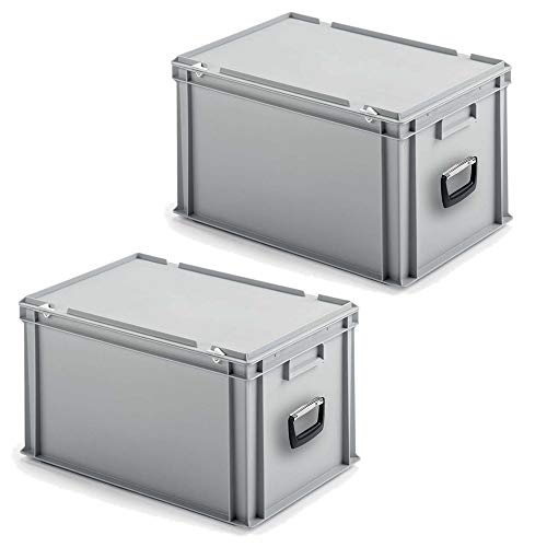 2 Eurokoffer mit 1 Tragegriff je Stirnseite, LxBxH 600x400x330 mm, grau von BRB