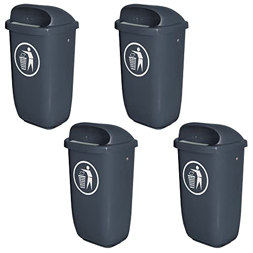 BRB 4 Abfallbehälter/Papierkorb für den Außenbereich, 50 Liter, DIN 30713, anthrazit von BRB