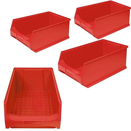 4x Sichtbox"PROFI" LB 2, LxBxH 500x300x200 mm, Inhalt 21 Liter, rot von BRB