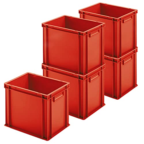 5 Eurobehälter mit 2 Griffleisten, LxBxH 400x300x320 mm, rot von BRB