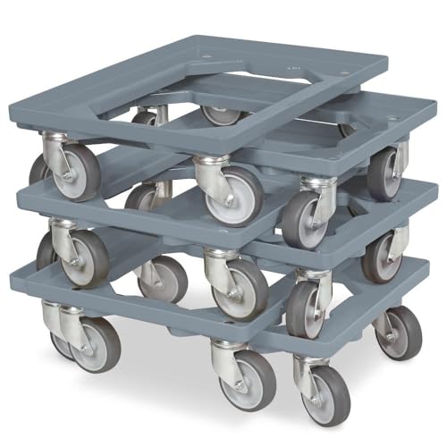 BRB 6X Logistikroller/Transportroller für Kisten 600x400 mm, Tragkraft 250 kg, grau von BRB