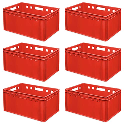 6x Fleischkasten E3, LxBxH 600x400x300 mm, lebensmittelecht, rot von BRB