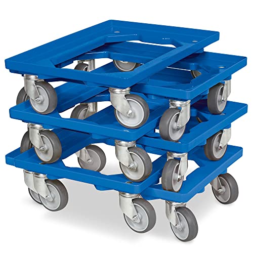 6x Logistikroller/Transportroller für Kisten 600x400 mm, Tragkraft 250 kg, blau von BRB