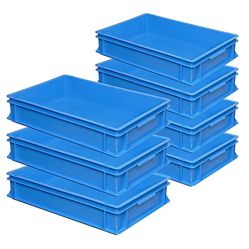 7 Eurobehälter mit 2 Griffleisten, LxBxH 600x400x120 mm, 23 Liter, blau von BRB