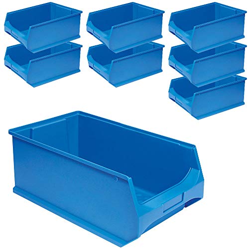 8x Sichtlagerkasten"PROFI" LB 2, LxBxH 500x300x200 mm, Inhalt 21 Liter, blau von BRB