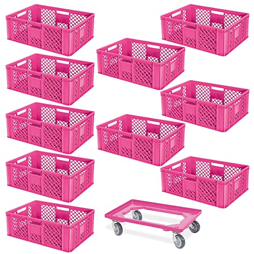 BRB 10 Eurobehälter, LxBxH 600x400x240 mm, lebensmittelecht + 1 Transportroller, pink BRB 10 Eurobehälter, LxBxH 600x400x240 mm, lebensmittelecht + 1 Transportroller, pink von BRB