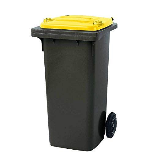 BRB 120 Liter MGB, Mülltonne Abfalltonne, grau mit gelbem Deckel von BRB