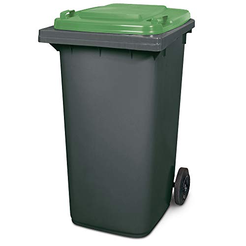 BRB 240 Liter MGB, Mülltonne Abfalltonne, grau mit grünem Deckel von BRB