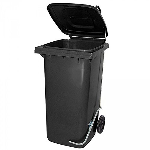 BRB 240 Liter Mülltonne/Müllgroßbehälter, grau/anthrazit, mit Fußpedal für handfreie Bedienung von BRB