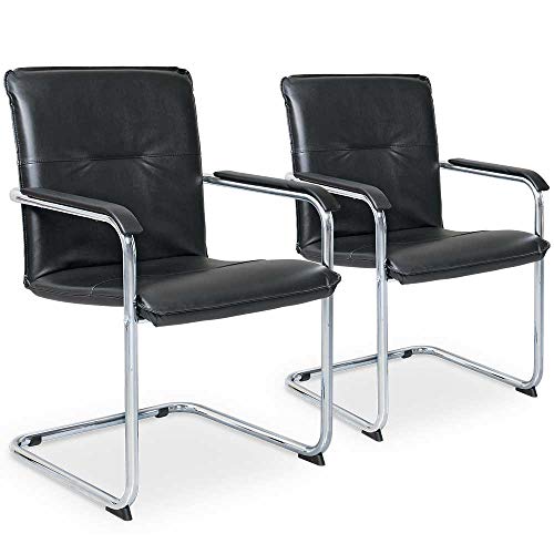 BRB 2X Freischwinger Besuchersessel, schwarz, Lederlook von BRB