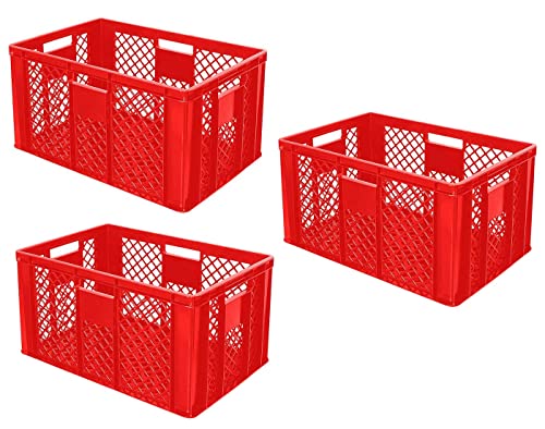 BRB 3x Eurobehälter duchbrochen/Stapelkorb, Industriequalität, LxBxH 600x400x320 mm, rot BRB 3x Eurobehälter duchbrochen/Stapelkorb, Industriequalität, LxBxH 600x400x320 mm, rot von BRB