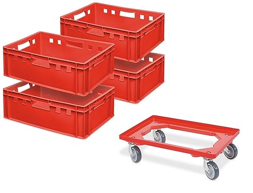 BRB 4X Fleischkasten E2, LxBxH 600x400x200 mm, inkl. Transportroller (rot) von BRB