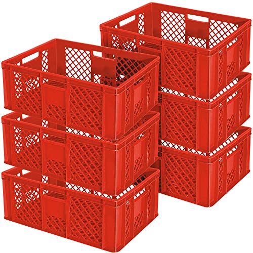 BRB 6x Eurobehälter durchbrochen/Stapelkorb, LxBxH 600x400x240 mm, lebensmittelecht, Industriequalität (rot) BRB 6x Eurobehälter durchbrochen/Stapelkorb, LxBxH 600x400x240 mm, lebensmittelecht, Industriequalität (rot) von BRB