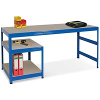 Arbeitstisch mit Unterbau mit 2 Spanplattenböden, blau von BRB