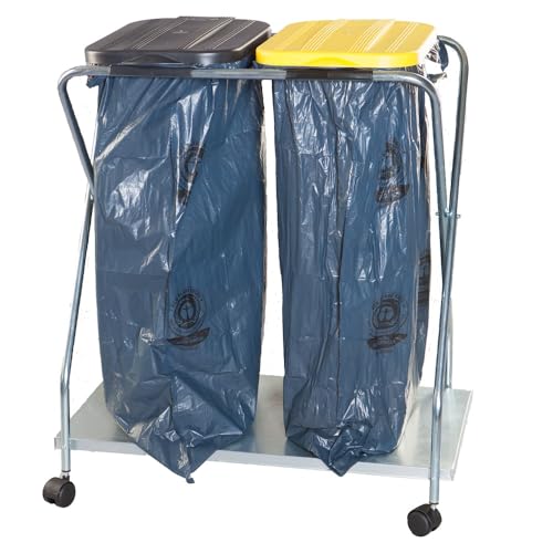 BRB Müllsackständer mit Rollen, für 70-120L Säcke (schwarz/gelb, doppelt) von BRB