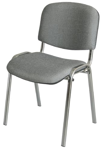 BRB Polsterstuhl, Gestell hochglanzverchromt, Polsterstoff grau, flammhemmend, stapelbar von BRB