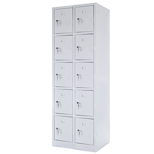 BRB Schließfachschrank, 10 Fächer, HxBxT 1800x600x500 mm, lichtgrau RAL 7035 von BRB