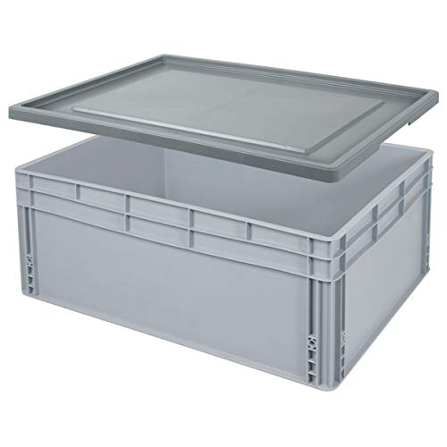 BRB Eurobox BxTxH 800x600x320 mm, 130 Liter, mit Stülpdeckel, 2 Griffleisten, Industriequalität, lebensmittelecht BRB Eurobox BxTxH 800x600x320 mm, 130 Liter, mit Stülpdeckel, 2 Griffleisten, Industriequalität, lebensmittelecht von BRB