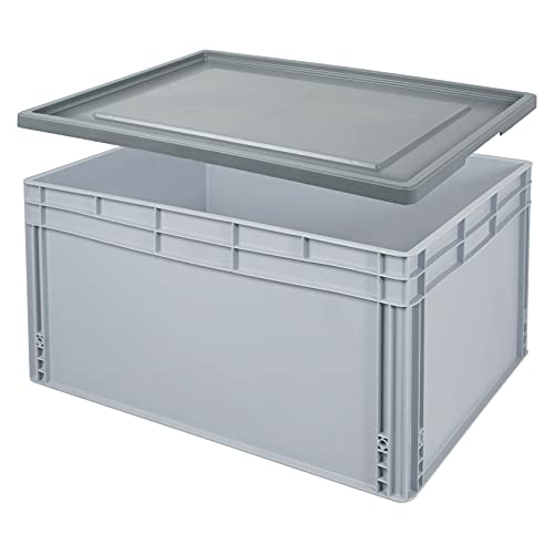 Eurobox mit Stülpdeckel, LxBxH 800 x 600 x 420 mm, 175 Liter, Griffleisten von BRB