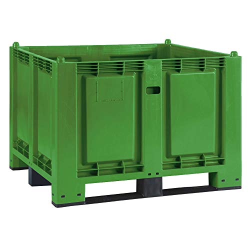 Palettenbox mit 3 Kufen, LxBxH 1200x800x850 mm, grün, Boden/Wände geschlossen, Tragkraft 500 kg von BRB