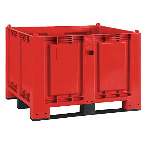 Palettenbox mit 3 Kufen, LxBxH 1200x800x850 mm, rot, Boden/Wände geschlossen, Tragkraft 500 kg von BRB