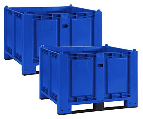 SPAR-SET, 2x Palettenbox mit 2 Kufen, LxBxH 1200x800x850 mm, blau von BRB