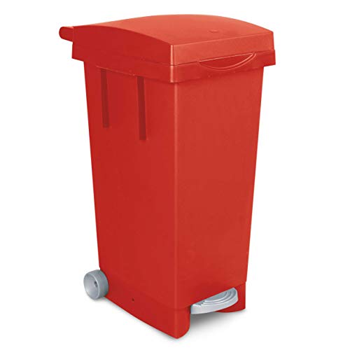 Tretabfalleimer mit Rollen, Inhalt 80 Liter, BxTxH 370x510x790 mm, rot von BRB