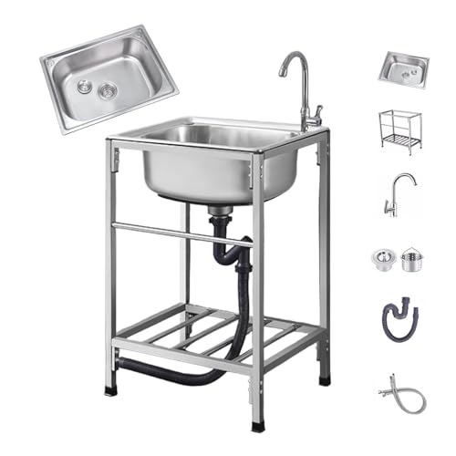 BRCYKRWY Edelstahl Spültisch Küchenspüle 1 Becken Außenspüle Küchenspüle Spülbecken Wetterfest Multifunktions Waschtisch Mit Wasserhahn Abflussrohr Für Waschküche Innen Restaurant BRCYKRWY Edelstahl Spültisch Küchenspüle 1 Becken Außenspüle Küchenspüle Spülbecken Wetterfest Multifunktions Waschtisch Mit Wasserhahn Abflussrohr Für Waschküche Innen Restaurant von BRCYKRWY