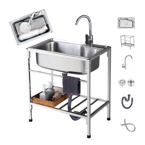 BRCYKRWY Edelstahl Spültisch Küchenspüle 1 Becken Außenspüle Küchenspüle Spülbecken Wetterfest Multifunktions Waschtisch Mit Wasserhahn Abflussrohr Für Waschküche Innen Restaurant BRCYKRWY Edelstahl Spültisch Küchenspüle 1 Becken Außenspüle Küchenspüle Spülbecken Wetterfest Multifunktions Waschtisch Mit Wasserhahn Abflussrohr Für Waschküche Innen Restaurant von BRCYKRWY