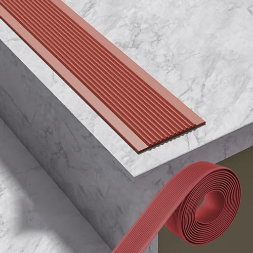 PVC Treppenkantenprofil Selbstklebend Winkelprofil Kunststoff Treppen-Kantenschutz Winkelprofil Stufenkantenprofil Für Den Außen- Und Innenbereich Anti Rutsch Streifen Treppe ( Color : Brown , Size : von BRCYKRWY