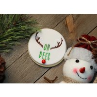 3" Runde Fondant Prägemarke "Oh Deer" Perfekt Für Weihnachtsplätzchen Rudolph Die Rote Nase Rentier Keksstempel von BREADSTAMPS