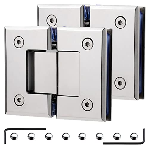 BREAKA 2er-Pack 304-Edelstahl-Glastürscharniere, helles Silber, 180°-Zwei-Wege-Glasklemme for Badezimmer, 8–12 mm Schwingtür-Duschscharniere von BREAKA