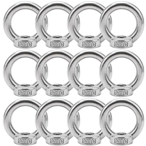 BREANIFULL 12 Stück Edelstahl M10 Ringmutter Ösenschraube Augenmuttern Edelstahl Stockschrauben M10 Edelstahl Hardware Ringösen für Seilmontage, Hebezubehör, Oberflächenpolieren, Silber BREANIFULL 12 Stück Edelstahl M10 Ringmutter Ösenschraube Augenmuttern Edelstahl Stockschrauben M10 Edelstahl Hardware Ringösen für Seilmontage, Hebezubehör, Oberflächenpolieren, Silber von BREANIFULL